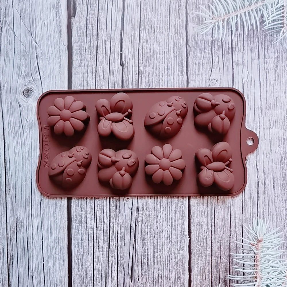 Herramientas de silicona para hornear, molde de silicona con forma de insecto/abeja/mariposa, decoración de pasteles, gelatina de caramelo, Chocolate