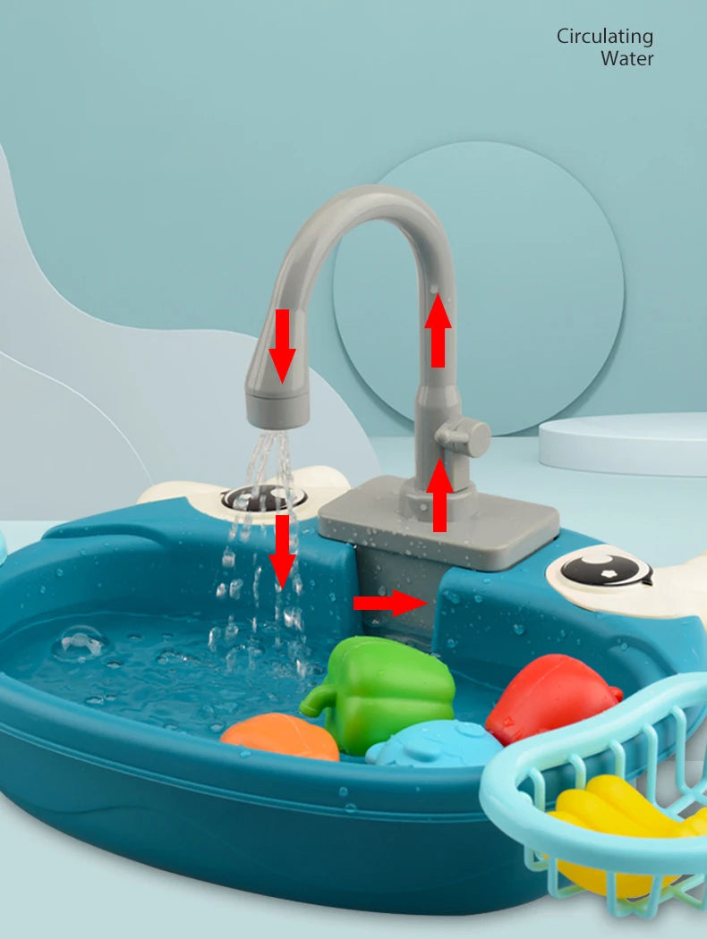 Fregadero de cocina para niños, juguetes de simulación, lavavajillas eléctrico, Mini cocina, comida, juego de casa de juego de imitación, juego de rol para niños, juguetes para niñas