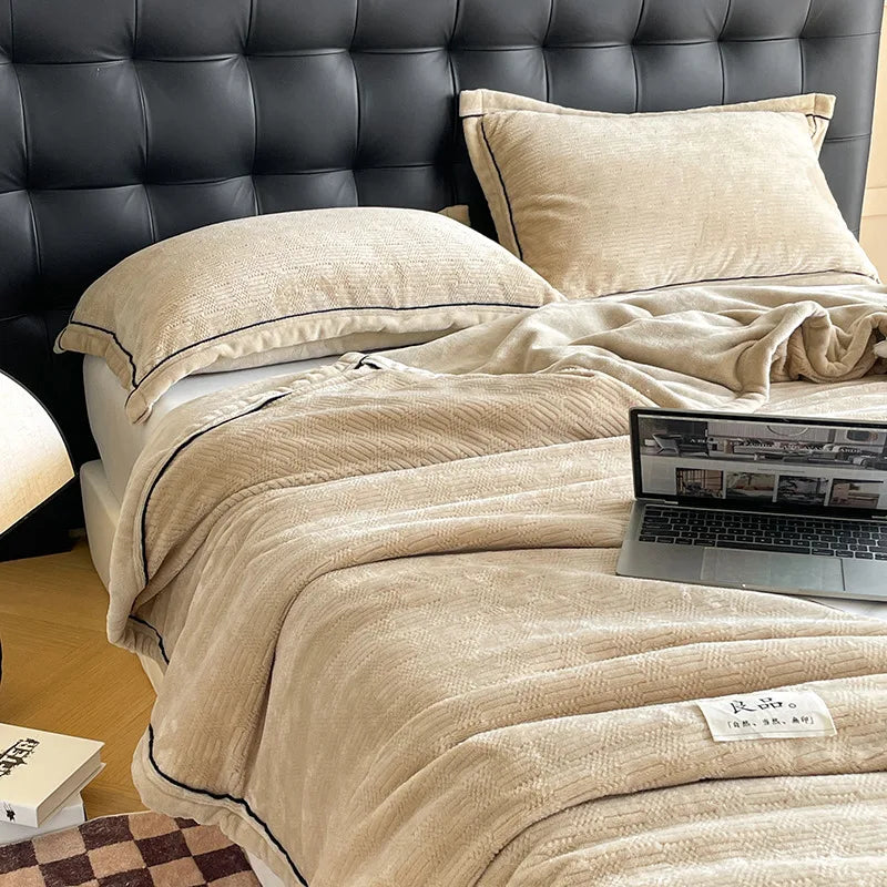 Juego de funda nórdica de terciopelo de leche, edredón sólido de felpa suave y cálido, mantas gruesas, ropa de cama para el hogar, invierno, 150x200cm, 3 uds.