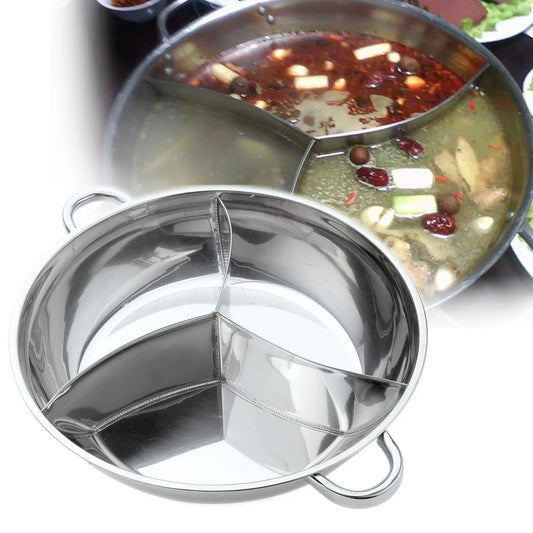 Olla caliente de acero inoxidable de 34cm, tres utensilios de cocina divididos, olla de inducción para ovejas pequeñas, olla caliente con rayas, Compatible con cocina, fiesta de invierno