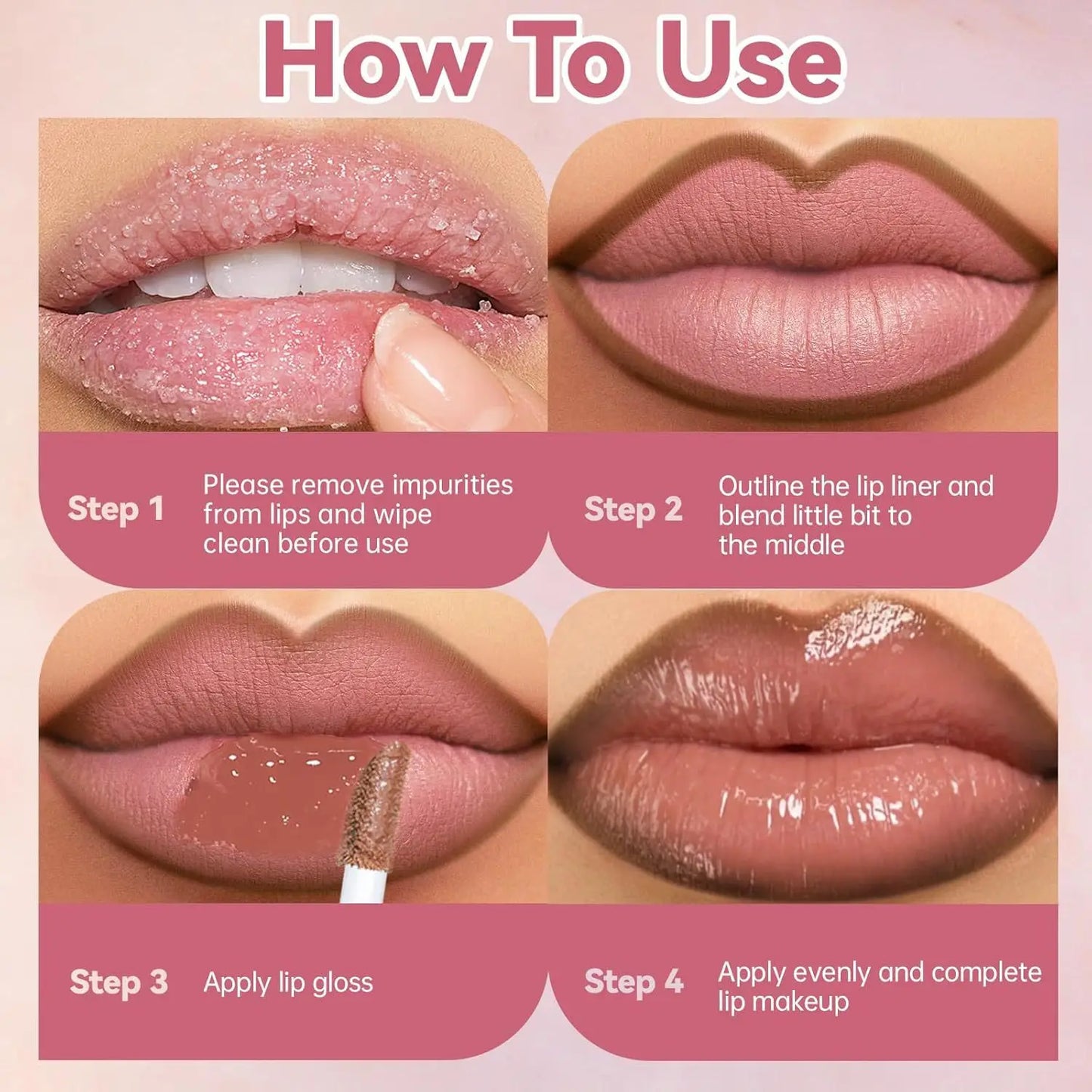 Brillo Labial 2 en 1 de Doble Punta, Delineador y Lápiz Labial, Impermeable, de Larga Duración, Voluminizador, Mate, Hidratante, Brillante, con Tinte Natural