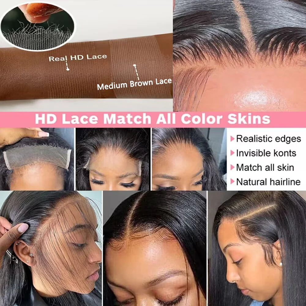 Peluca frontal de encaje HD 13x6 13x4, peluca frontal de encaje de cabello humano de 30 pulgadas, lisa como un hueso, pelucas de cabello humano con encaje transparente, peluca con cierre HD 4x4