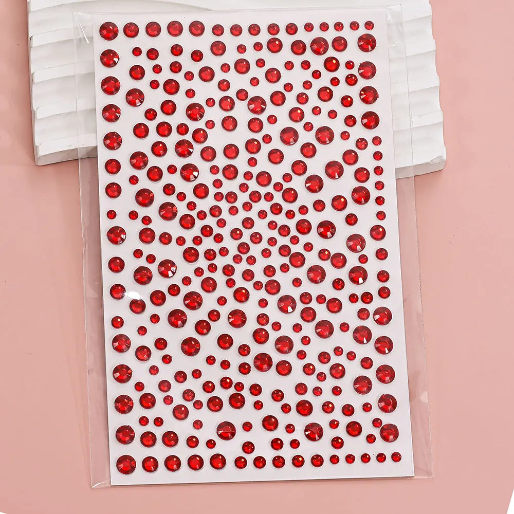 1 hoja 900 Uds. Pegatinas de gemas brillantes de cara de arcoíris, tatuaje Facial adhesivo, joyas de diamantes de imitación para ojos, mezcla de 3/4/5mm, maquillaje para fiesta de boda