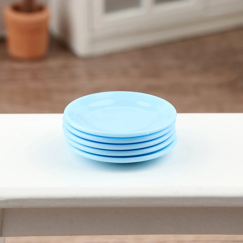 Mini platos de comida para casa de muñecas, plato de comedor de simulación para casa de muñecas, accesorios de cocina, juguetes para juego de imitación, 5 uds.