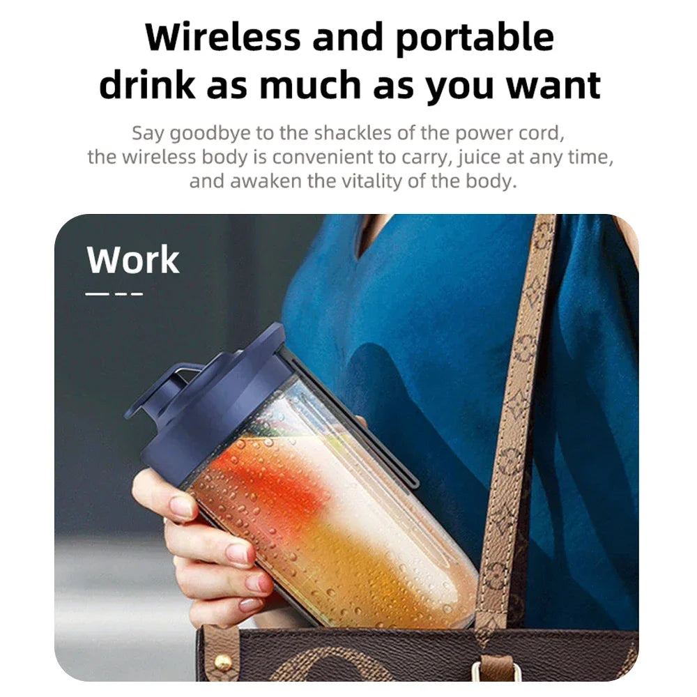 Licuadora Eléctrica Portátil de 400 ml, 2 Tazas, Mini Licuadora Multifuncional Inalámbrica para el Hogar, Recargable por USB, Vaso Mezclador Pequeño