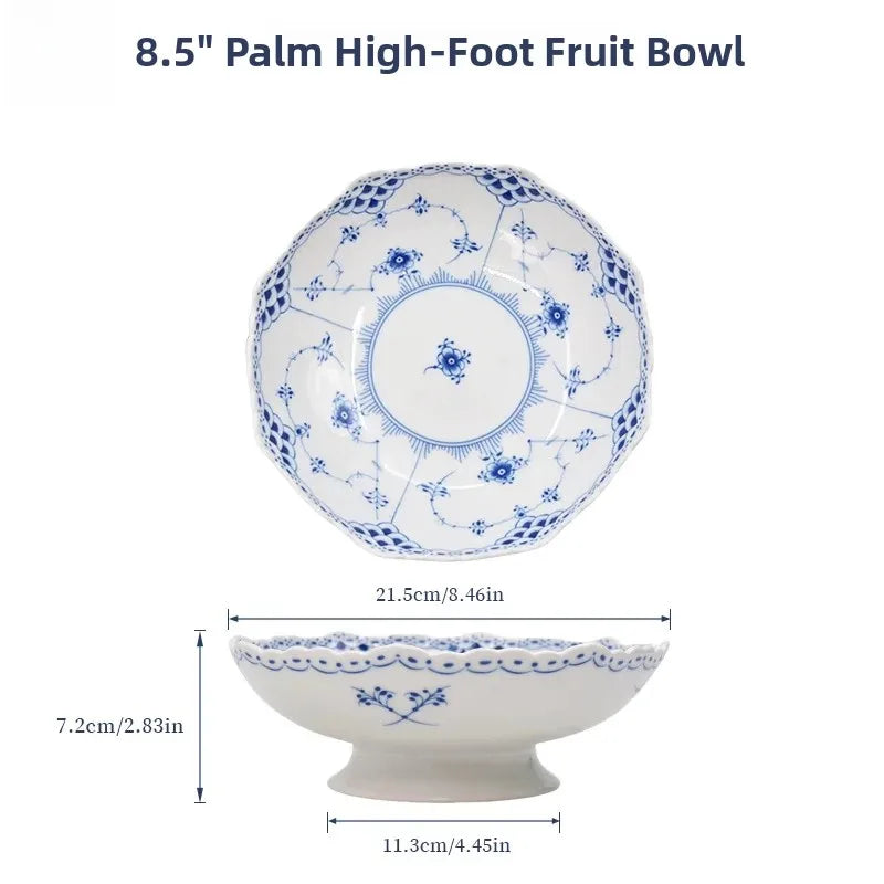 Juego de vajilla de porcelana blanca de Jingdezhen con diseño de hierba Tang azul y blanca, plato llano para uso doméstico, t...