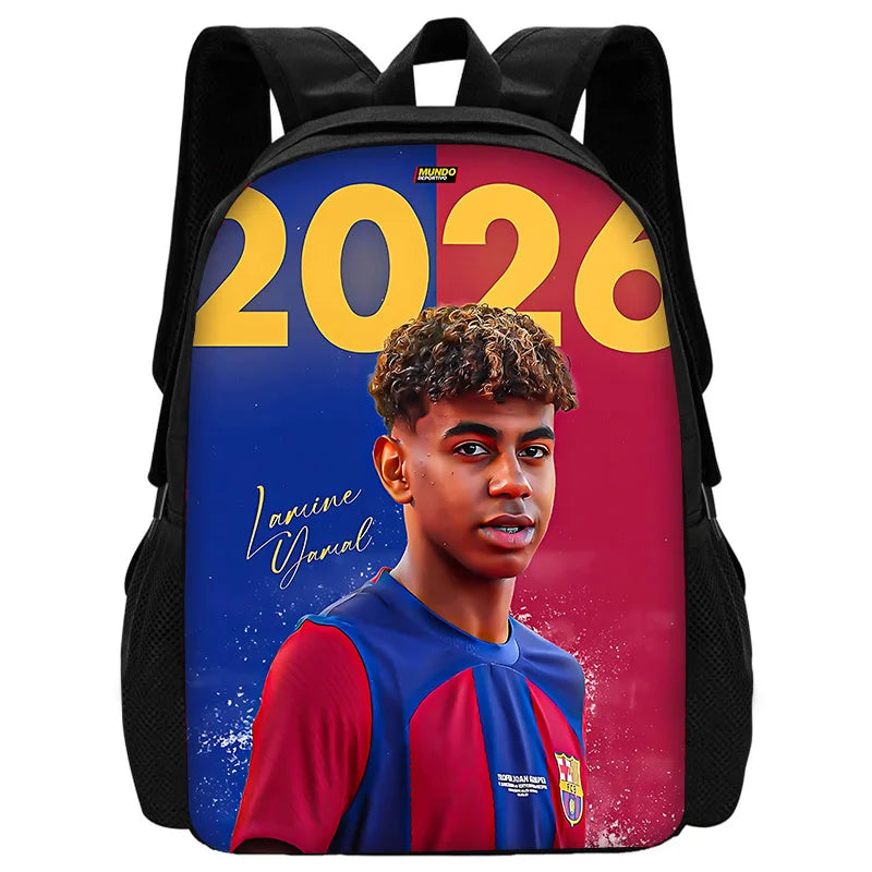 Mochila escolar para niños, fútbol, Lamine Yamals, con bolsas para el almuerzo, bolsas para lápices, mochilas escolares para niños y niñas, el mejor regalo