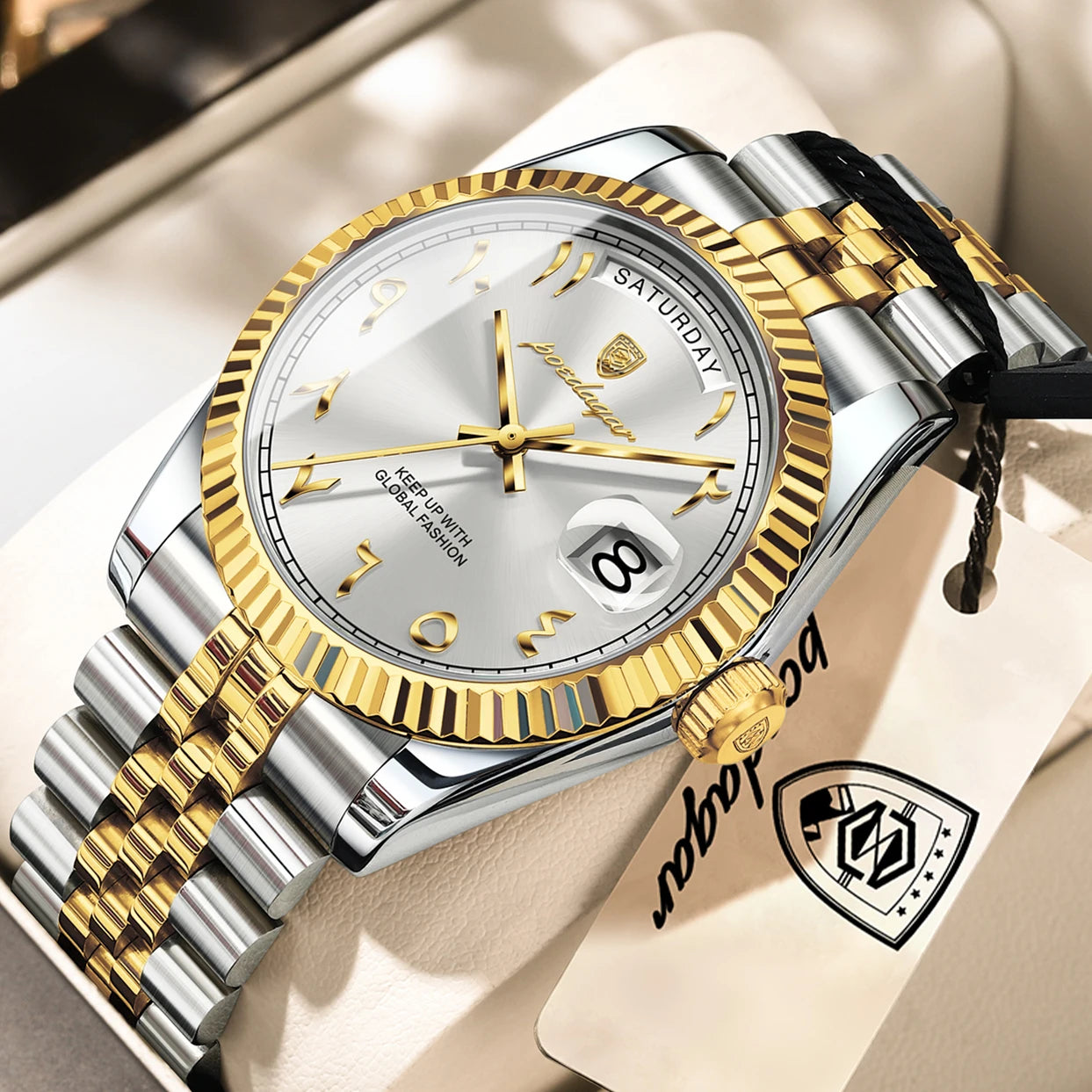 Reloj de Pulsera para Hombre de la Marca POEDAGAR, a la Moda, Resistente al Agua, con Fecha y Día de la Semana, Reloj de Negocios para Hombre, de Acero Inoxidable, de Alta Calidad, de Cuarzo