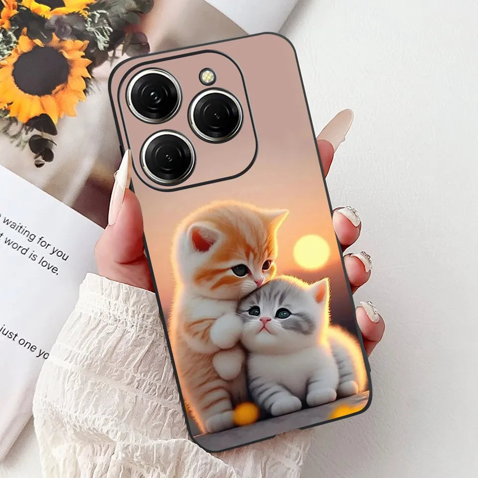 Para Tecno Spark 20c 20 Pro Plus Spark20 Pro Funda de teléfono Funda trasera de goma suave Mujer moda patrón de dibujos animados Funda de parachoques