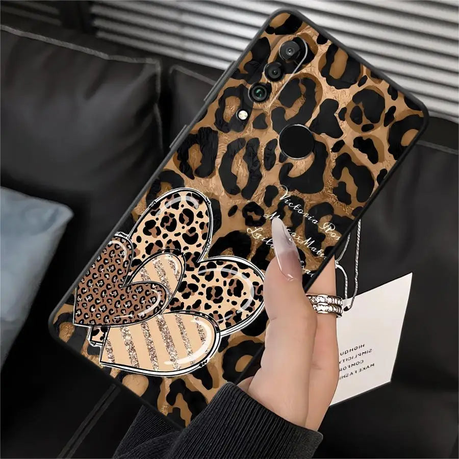 Funda de teléfono para Huawei P30 P20 Pro P20 P40 Lite P20 Lite 2018 P Smart 2019 funda suave patrón de estampado de leopardo de dibujos animados