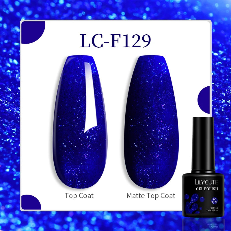 LILYCUTE-esmalte en Gel para uñas, barniz semipermanente para manicura, con LED UV, 129 colores, 7ML