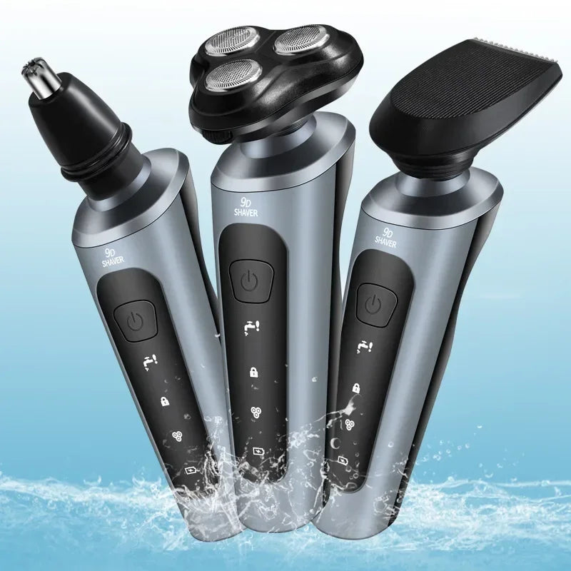 Afeitadoras eléctricas para hombres, maquinilla de afeitar eléctrica resistente al agua, uso en seco y húmedo, máquina de afeitar rotativa con batería recargable