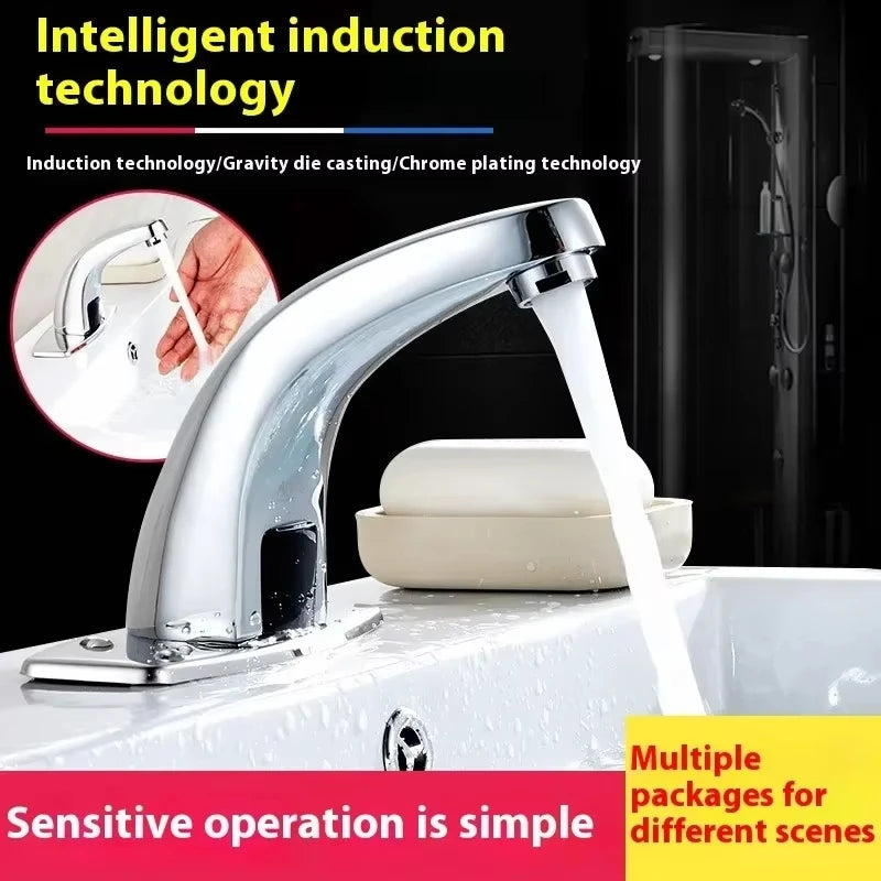 Grifo de agua fría y caliente automático electrónico sin contacto, grifo electrónico con sensor, grifo sin contacto
