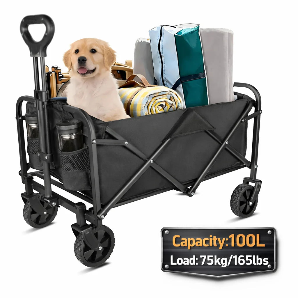 Carrito de Camping Plegable de Gran Capacidad (100L), Carrito de Compras, Carrito de Jardín, Carrito Plegable Portátil para Exteriores, Carrito de Picnic