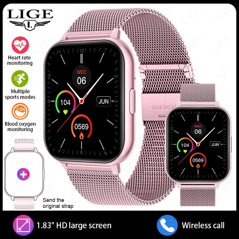 LIGE, nuevos relojes inteligentes con llamadas Bluetooth, reloj de pulsera para mujer, relojes deportivos para Fitness, reloj inteligente resistente al agua IP67 para iPhone, Android, iOS