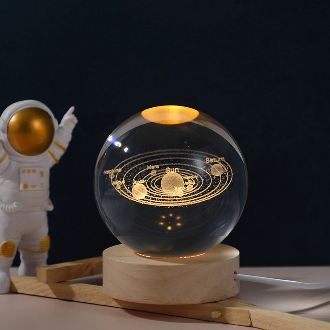 Bola de Cristal 3D de 6 cm, Planeta de Cristal, Lámpara Nocturna, Sistema Solar Grabado con Láser, Globo Astronómico, Regalo de Cumpleaños, Decoración de Escritorio para el Hogar