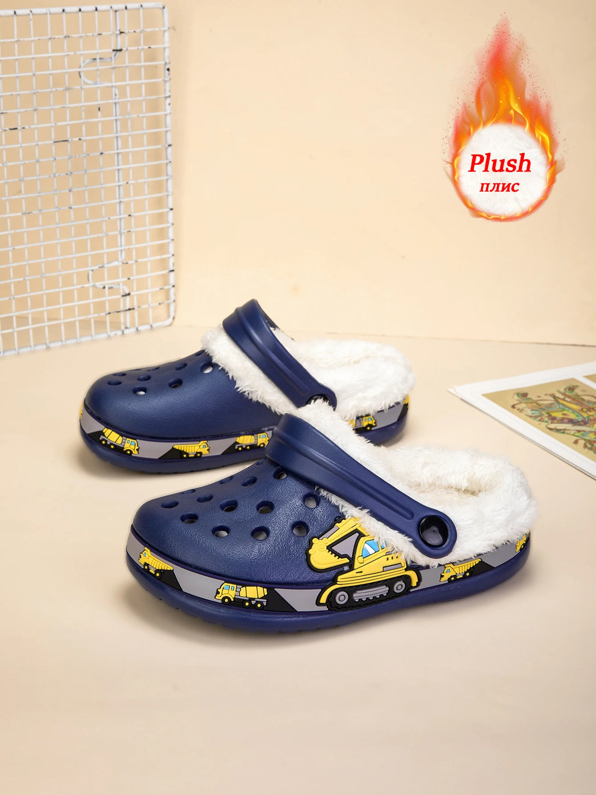 Sandalias de invierno para niños, zapatillas de piel para niños, zapatos para niñas, zuecos antideslizantes, sandalias bonitas de dibujos animados para niñas, zapatos para niños