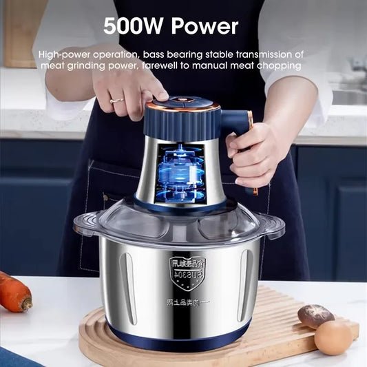 Picadora de Carne Eléctrica de Gran Capacidad de 5L, Trituradora de Alimentos, Picadora de Vegetales, Procesador Multifuncional de Cocina