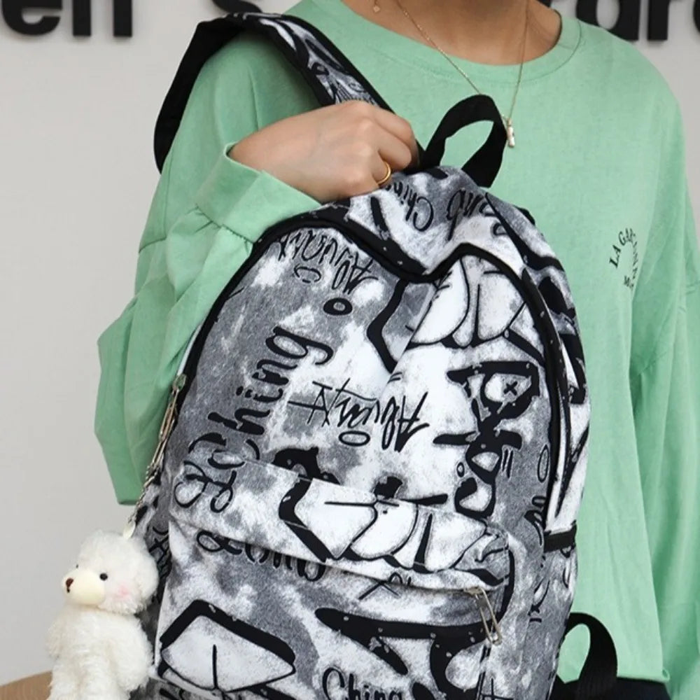 Mochila escolar para estudiantes con grafiti de gran capacidad, mochila informal de moda para mujer, mochilas escolares bonitas de dibujos animados para ir al trabajo en niñas