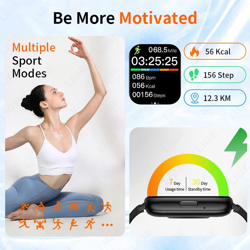 LIGE, nuevos relojes inteligentes con llamadas Bluetooth, reloj de pulsera para mujer, relojes deportivos para Fitness, reloj inteligente resistente al agua IP67 para iPhone, Android, iOS