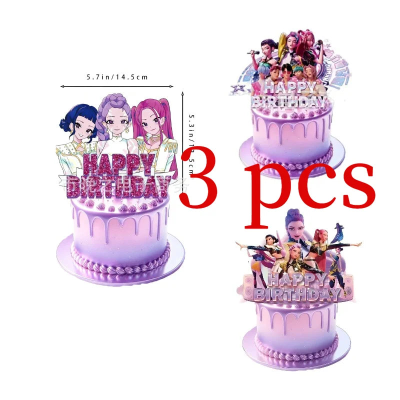 Set de Globos de Aluminio K-Pop para Grupo de Chicas, Números del 1 al 9 y Globos de Estrellas Púrpuras, Adornos para Pastel para Fiestas de Cumpleaños y Accesorios para Fotos
