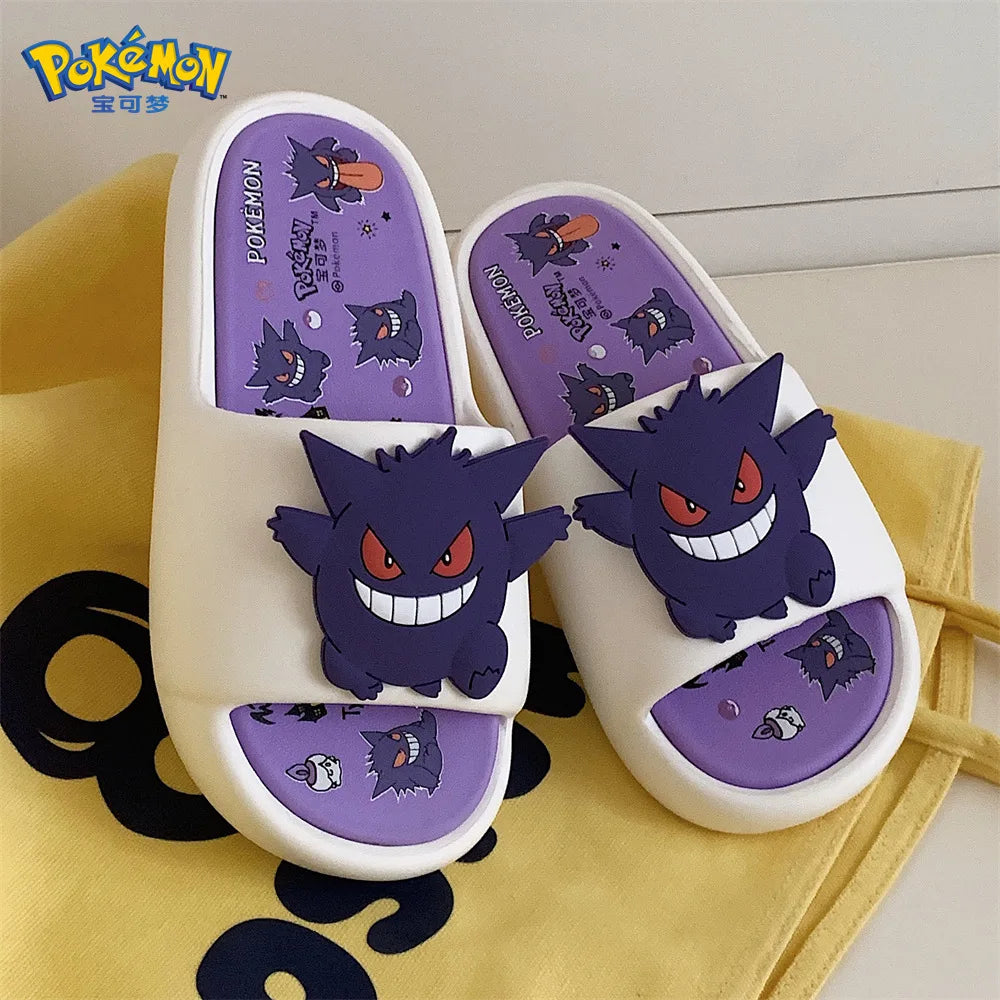 Kawaii Pokemon Anime periféricos Gengar dibujos animados sandalias al aire libre verano casa zapatos chanclas regalo de cumpleaños