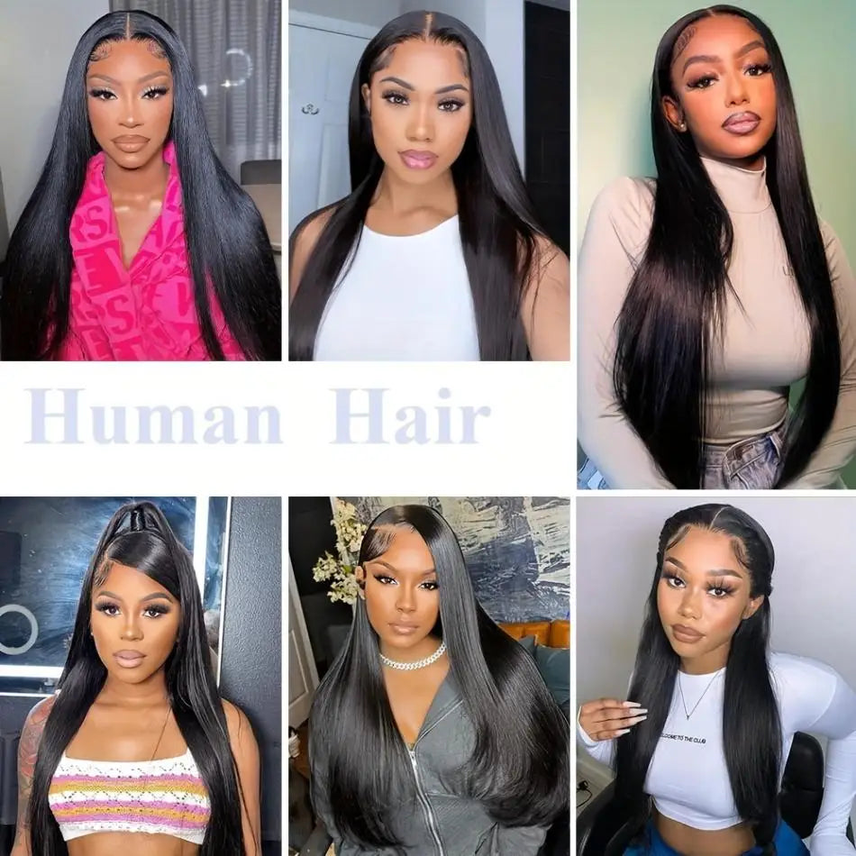 Pelucas de Cabello Humano Brasileño Liso Extremo 13x6 con Encaje Frontal, Peluca Frontal HD 13x4 de 30 Pulgadas para Mujer, Pre-Desplumada