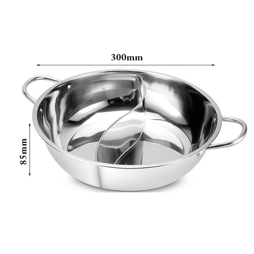 Olla caliente dividida doble de 30cm, olla caliente de acero inoxidable, utensilios de cocina para el hogar, olla para sopa