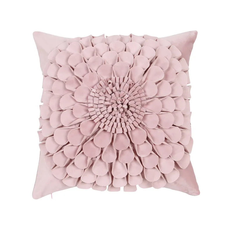Funda de almohada de felpa con diseño de margarita pequeña y girasol, estilo corazón rosa, 30x50/45x45CM, funda de cojín de terciopelo floral 3D para decoración del hogar de niñas