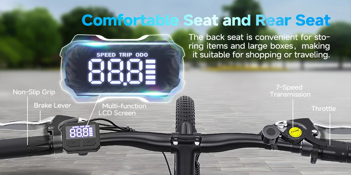 Bicicleta eléctrica para adultos, bicicleta de compras de 26", 7 velocidades, diseñada para viajeros, estudiantes y parejas, disfruta de paseos de ocio