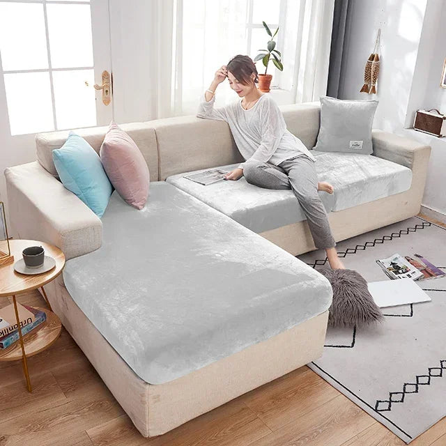 Fundas para cojines de asiento de sofá de terciopelo elástico para sala de estar, cojín Chaise Longue, fundas de sofá para muebles en forma de L de esquina de lujo