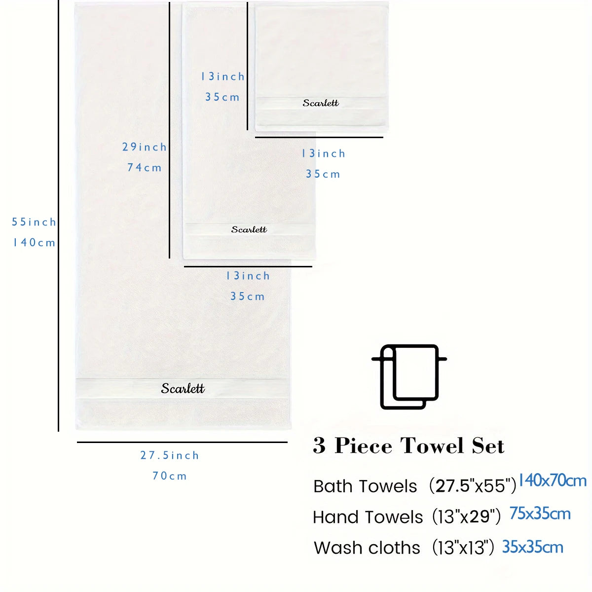 Toalla de mano bordada con patrón personalizado, Toalla de baño con nombre personalizado, juego de toallas personalizadas, súper absorbente, 100% puro, 1 ud.