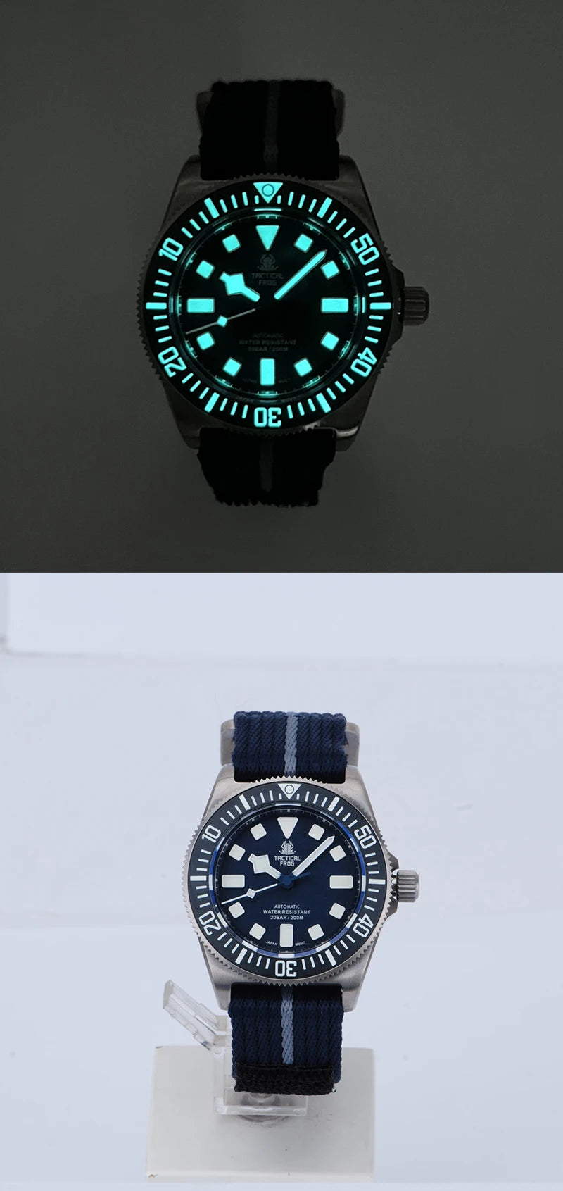 Reloj de buceo táctico Frog FXD V4 de titanio resistente al agua hasta 200M para hombre, movimiento NH35 de 42mm, BGW-9 de zafiro mecánico automático luminoso