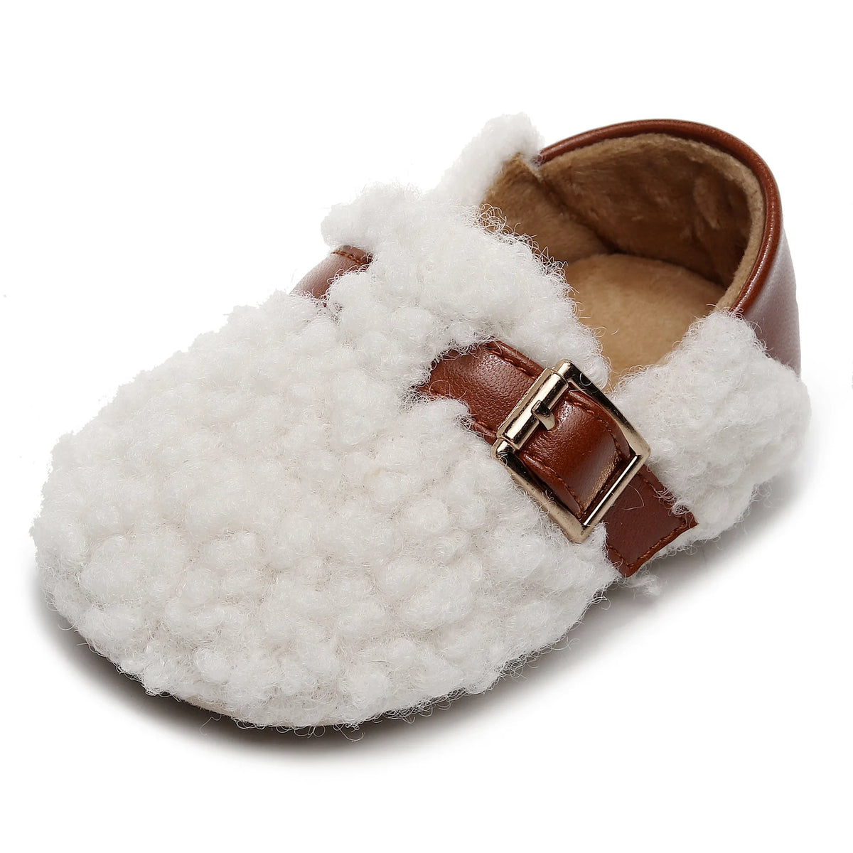 Zapatos para bebé recién nacido, calzado suave y cómodo para caminar, antideslizante para interiores, felpa cálida y gruesa para primeros pasos
