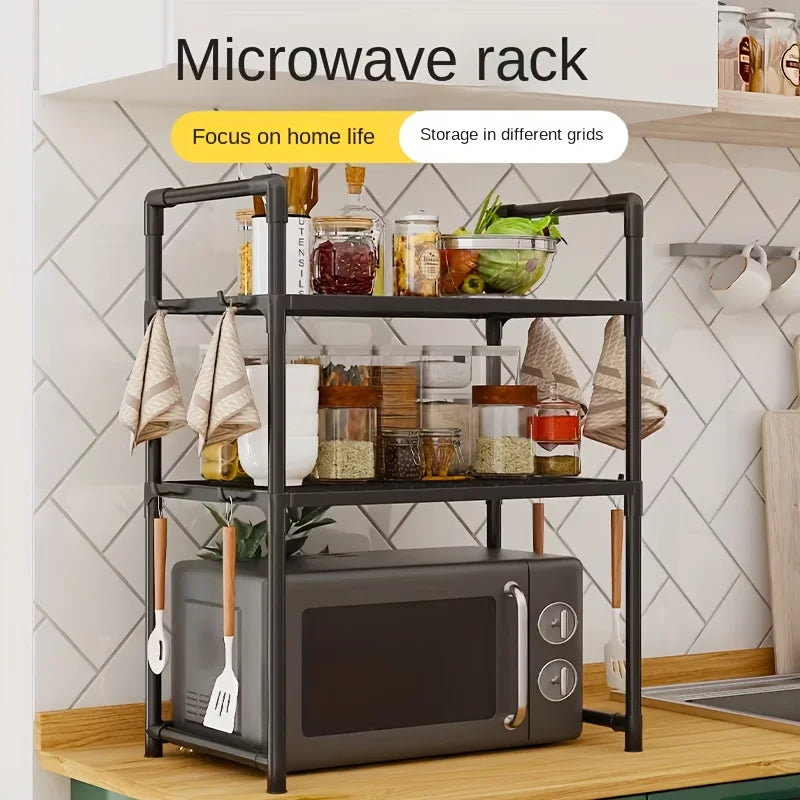 Estante de Cocina Resistente, Soporte para Horno de Microondas de Pie, Estante de Almacenamiento de 2 Niveles, Organizador para Freidora de Aire, Soporte para Ollas