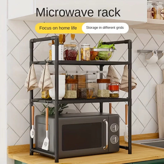 Estante de Cocina Resistente, Soporte para Horno de Microondas de Pie, Estante de Almacenamiento de 2 Niveles, Organizador para Freidora de Aire, Soporte para Ollas