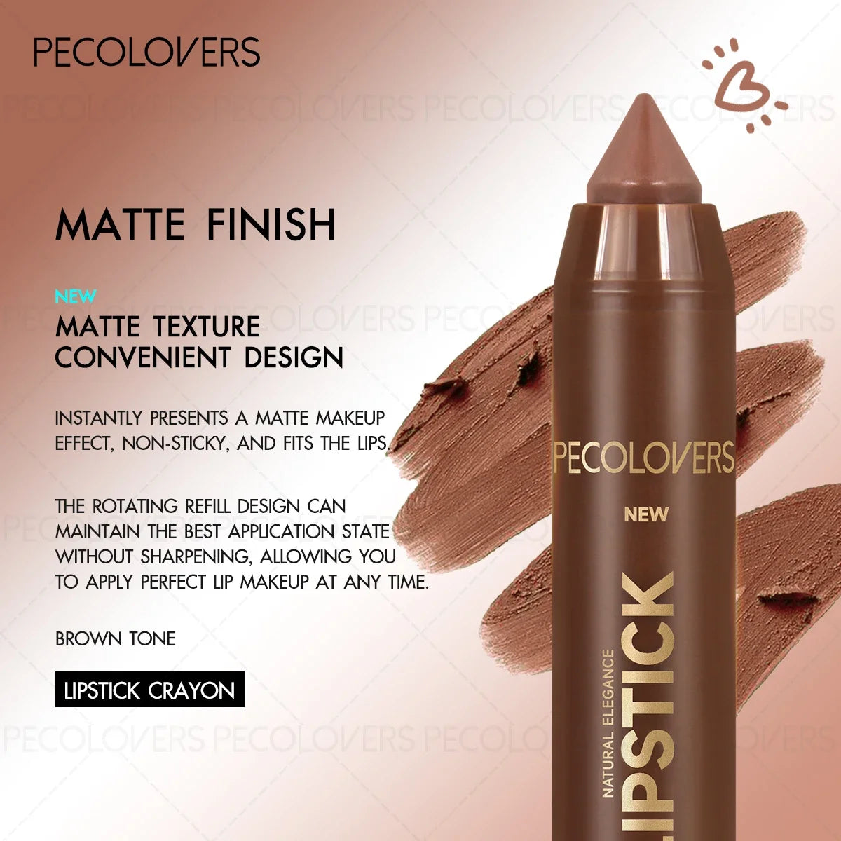 Delineador de labios y lápiz labial 2 en 1 (1 unidad): acabado mate, para definir el contorno de labios, se adapta a estilos de maquillaje de otoño e invierno