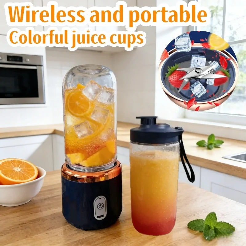 Licuadora Eléctrica Portátil de 6 Cuchillas, Máquina para Hacer Jugos y Smoothies, Trituradora de Hielo, Procesador de Alimentos Personal para Bebidas Frescas