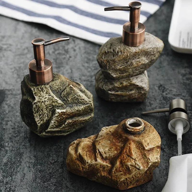 Dispensador de Champú de Cerámica Retro para Baño, Dispensador de Jabón, Dispensador de Desinfectante de Manos, Accesorios de Baño
