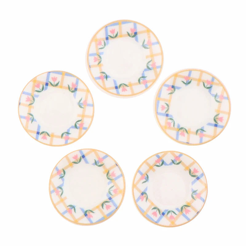 Mini platos para casa de muñecas, modelo de casa de muñecas, decoración de cocina de simulación, accesorios para casa de muñecas, juguetes para juego de imitación, 5 uds., 1/12