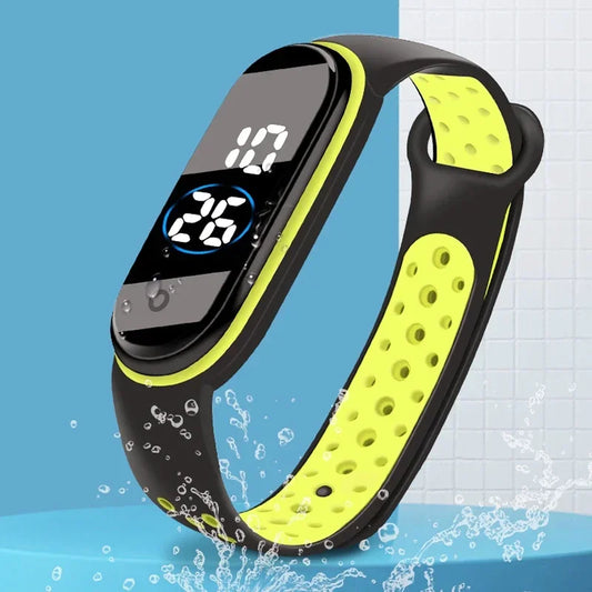 Reloj deportivo resistente al agua para niños, reloj Digital LED con pantalla táctil inteligente, correa de silicona de dos tonos, reloj para hombres y mujeres, reloj para estudiantes