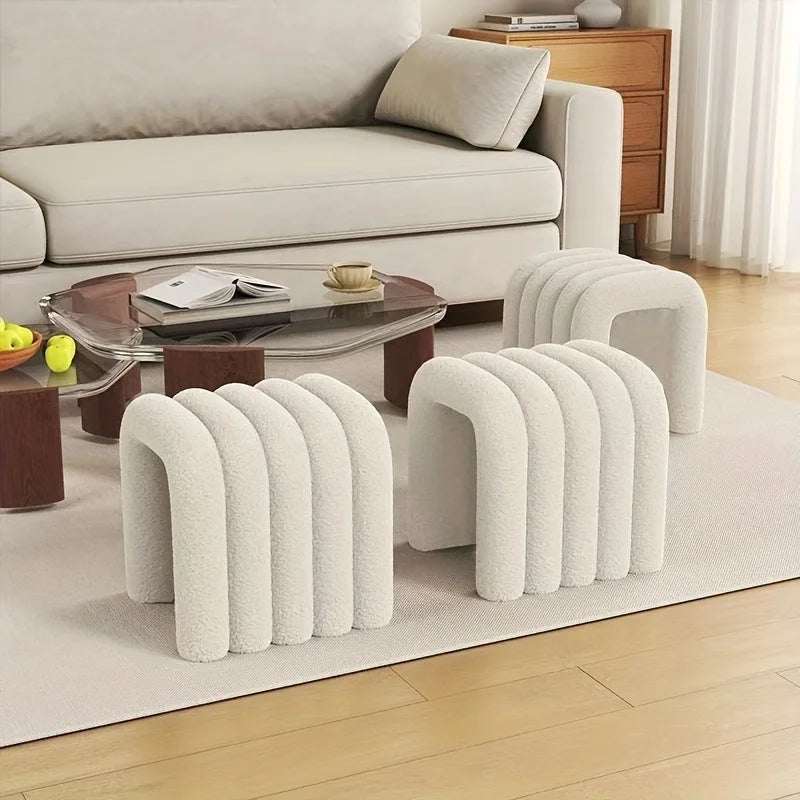 Taburete Moderno, Lujoso Reposapiés de Terciopelo y Banco de Maquillaje, Taburete Versátil para Decoración de Sala de Estar, Dormitorio y Pasillo