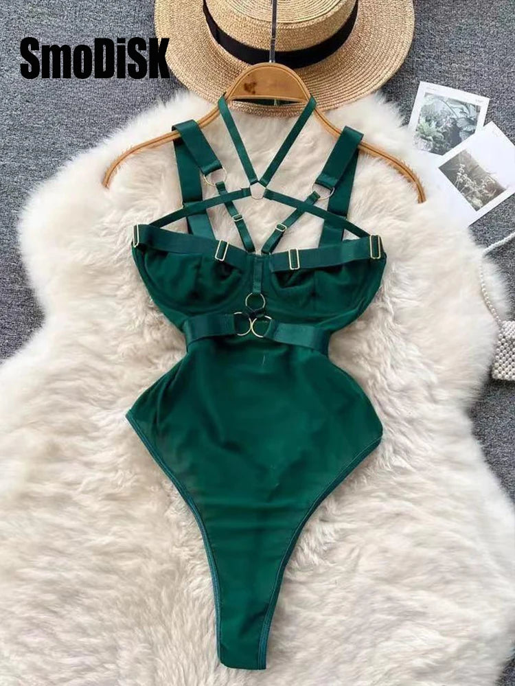 Ropa de dormir para fiesta de San Valentín, Catsuits combinados, peleles de tiras de malla eróticos íntimos ajustados, monos de mujer, lencería, conjuntos sexys