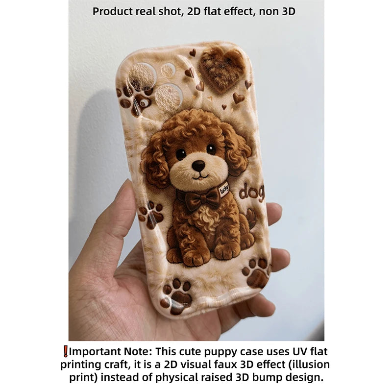 Funda Protectora para Teléfono con Diseño Plano 2D de Perro de Peluche de Dibujos Animados, a Prueba de Golpes, para iPhone 17 16 15 14 13 12 11 Pro Max 16PLUS 16E 17E
