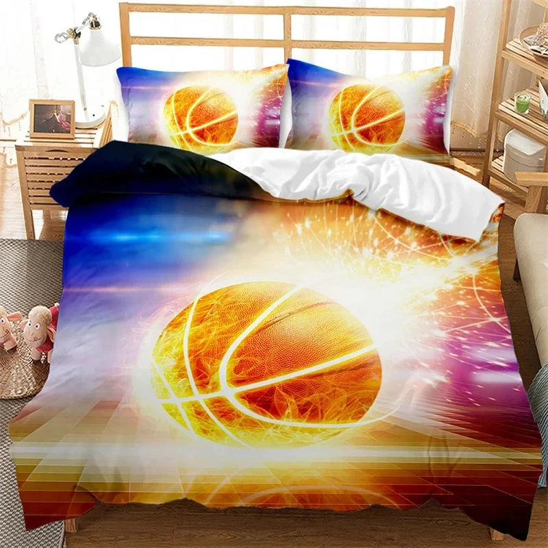 Funda nórdica de baloncesto, juego de cama deportivo para juegos, funda de edredón para jugadores de baloncesto, dormitorio para adolescentes y adultos