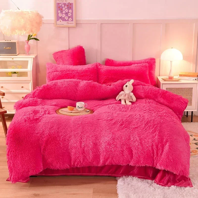 Juego de funda nórdica de felpa de lujo de 3/4 piezas: ropa de cama acogedora y suave, perfecta para el confort del dormitorio, ideal para habitaciones de invitados y dormitorio Aesth