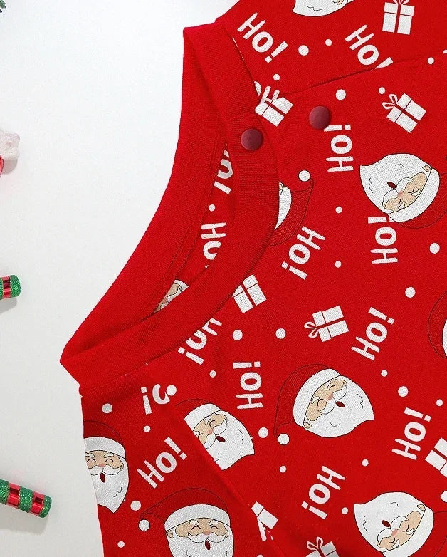 Nuevo pijama navideño con apariencia familiar, estampado de Papá Noel, trajes a juego para madre, padre y niños, traje holgado bonito de 2 piezas, ropa de dormir, ropa de Navidad