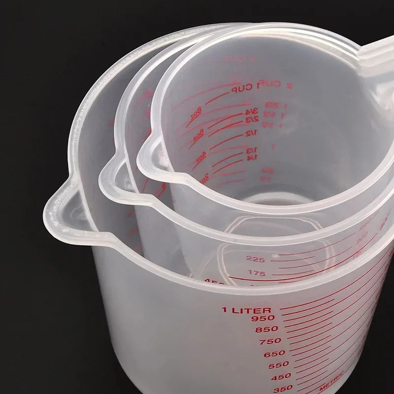 3 unids/set tazas medidoras de líquidos para hornear taza a escala de PVC vaso medidor de volumen de plástico herramientas de cocina para hornear