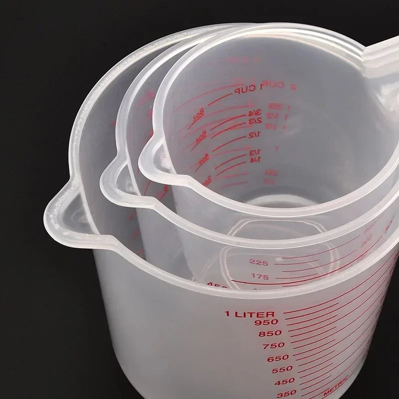 3 unids/set tazas medidoras de líquidos para hornear taza a escala de PVC vaso medidor de volumen de plástico herramientas de cocina para hornear