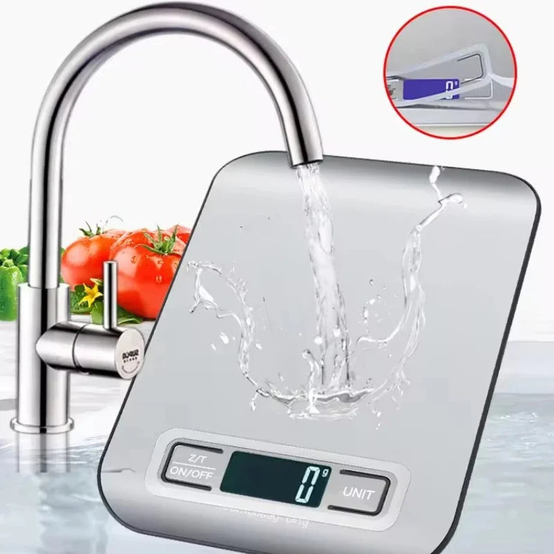 Báscula Digital de Cocina con Pantalla LED, 5 kg/1 g, Acero Inoxidable, Pesaje Electrónico para Alimentos, Joyas, Aperitivos, Repostería, Herramientas para el Hogar